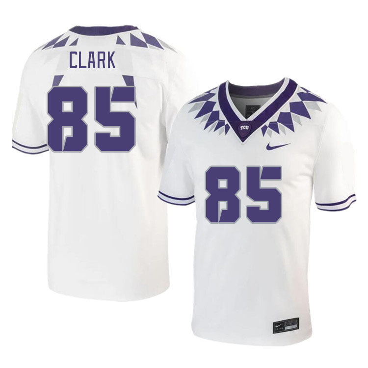 Men #85 Parker Clark TCU Horned Frogs 2023 College Footbal Jerseys Stitched-White - Click Image to Close
